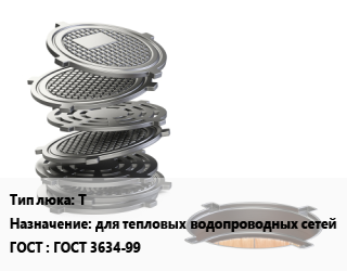 Люк чугунный Т для тепловых водопроводных сетей ГОСТ: ГОСТ 3634-99, тяжелый, С250-ТС.1-60,С250-ТС.2-60,С250-ТС-2-9-60, шт цена от 10170 Тг / шт, где купить, условия доставки в Петропавловске и Северо-казахстанской области